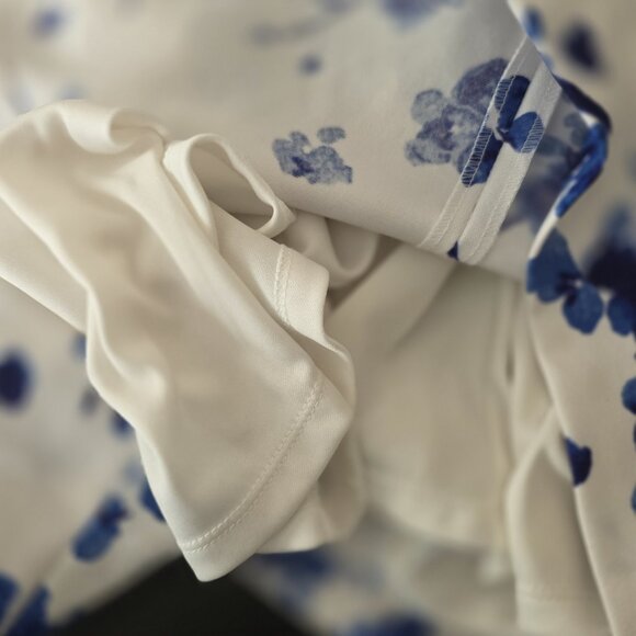 Ralph Lauren Royal Blue Floral Lace Trim Sheath Dress 3/4 Sleeves Womens Sz 16 - Picture 10 of 13